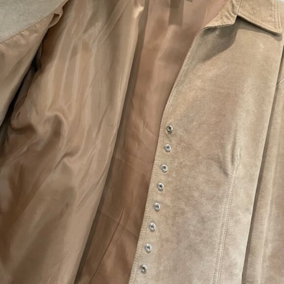 Coldwater Creek Suede Leather Jacket Womens Medium Brown Snap Buttons in Front - Picture 5 of 6
